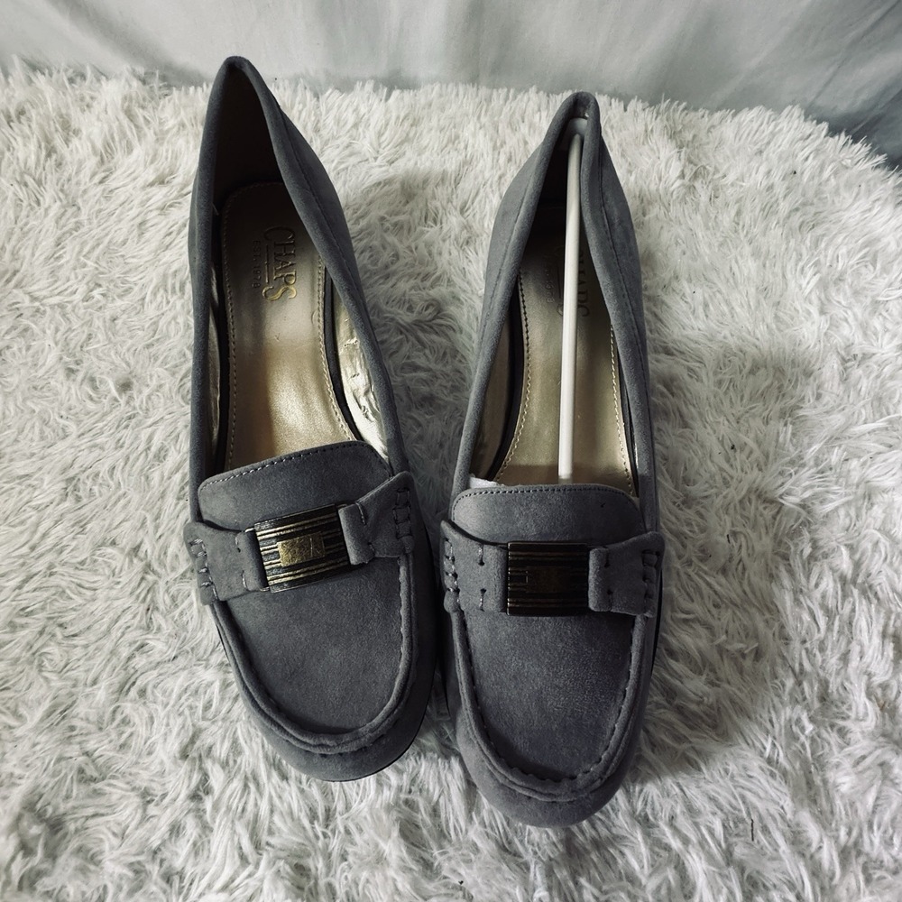 Chaps Percy Gray Suede Slip On Shoes 1.5 in heel Women's Size 7.5